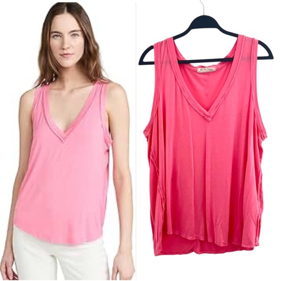 Free People Tops - We The Free People Moon Dance Pink V-Neck Tank Top Casual Sleeveless XL